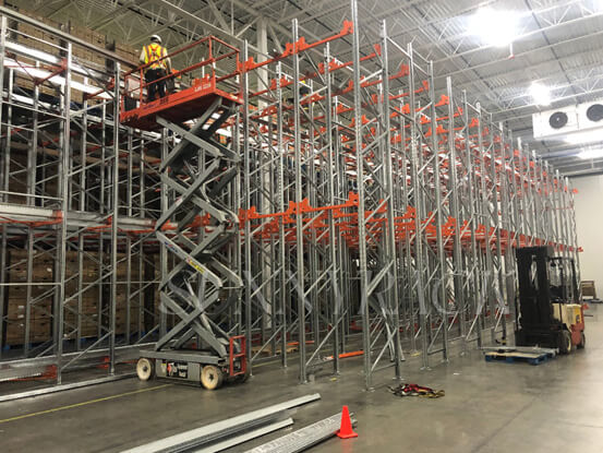 Radio shuttle racking for a cold chain logistics center in Texas, USA