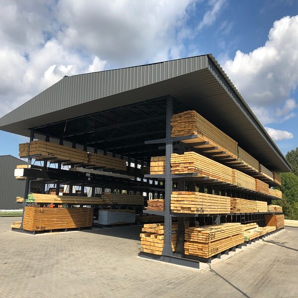 Heavy duty cantilever racking for pipes, timber and long goods