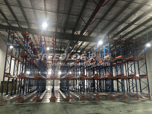 High Density Steel Blue Semi Auto Pallet Shuttle Rack Solution